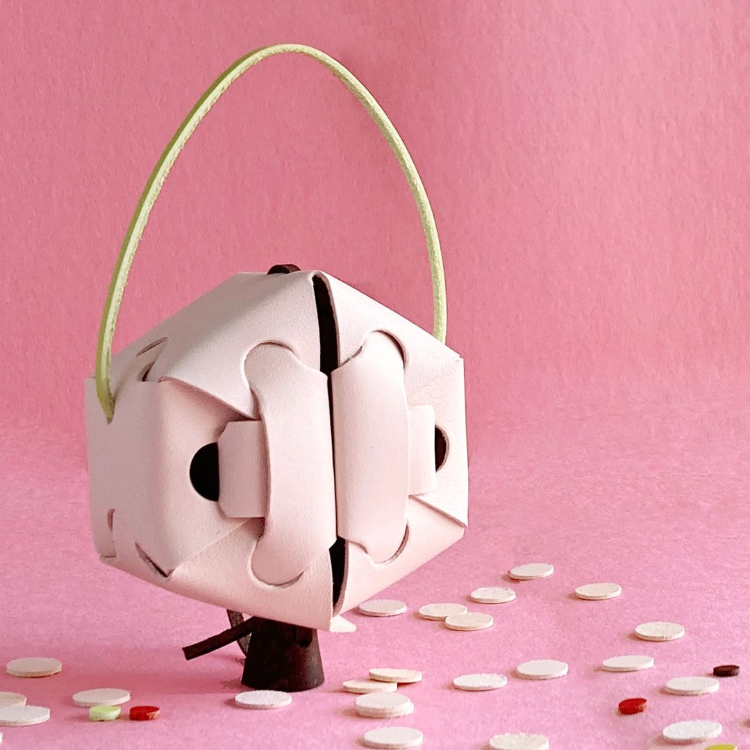 Japanese Spring Confetti Ball made of only leather 【sakuradama/さくらだま】 - 摆饰 - 真皮 粉红色