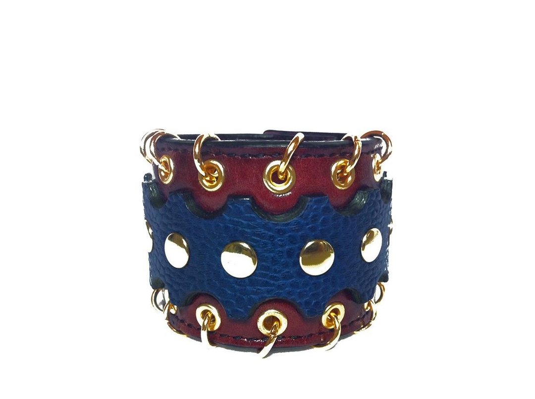 Wine Red Ring Leather Bracelet - 手链/手环 - 真皮 红色
