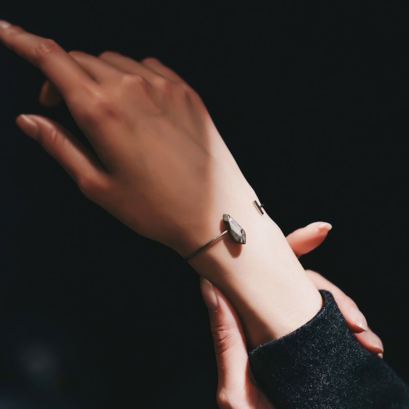 Meteor - 迷途之星系列 长陨石纯银手环-银白 - 手链/手环 - 纯银 银色