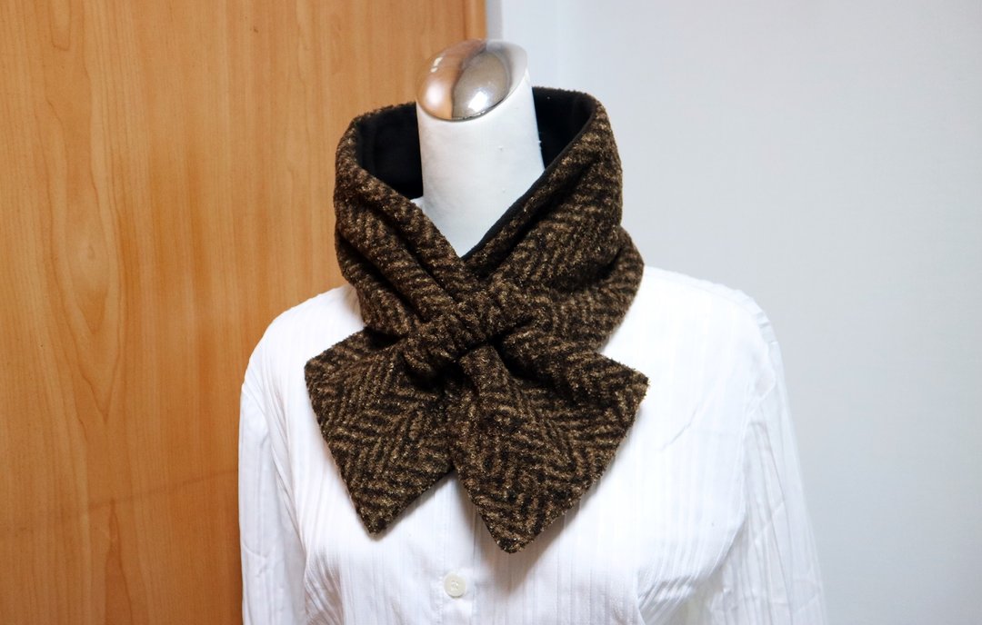 可调式短围巾.scarf 保暖围脖 双面双色 大人.小孩均适用 - 围巾/披肩 - 其他材质 咖啡色