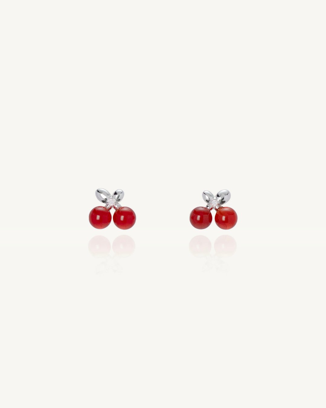 【新品】Sweet Cherry│甜樱 耳环 纯银 轻珠宝 - 耳环/耳夹 - 纯银 银色