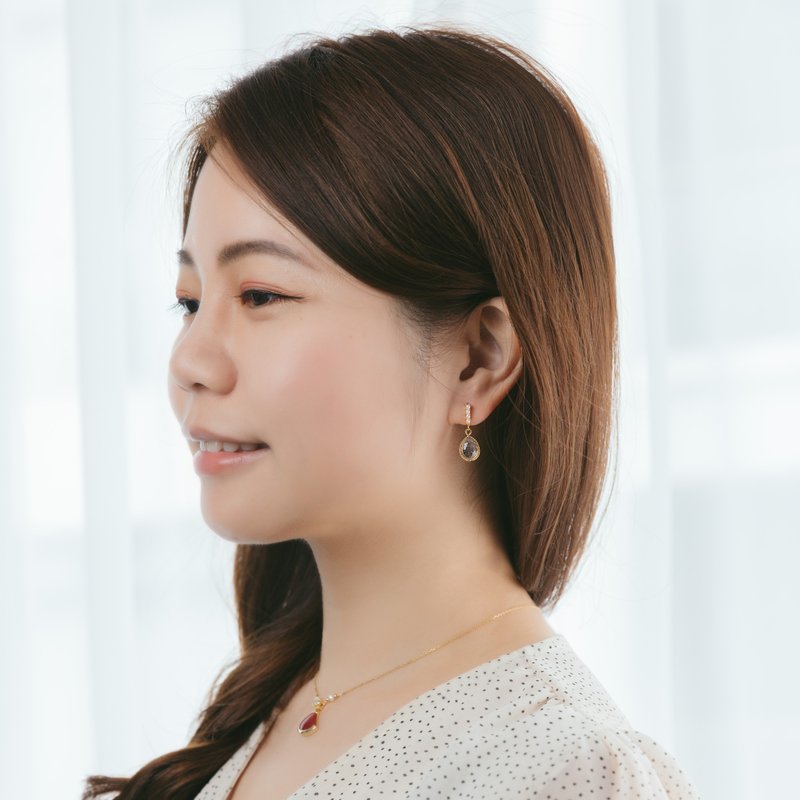 银河系列PART 1－HD74423－手工镶边黑发晶耳环 - 耳环/耳夹 - 宝石 