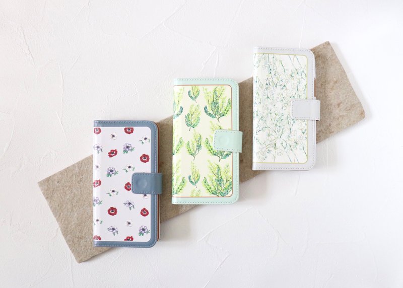 A notebook-type smartphone case for carrying art, tulips, nemophila, gerbera as - 手机壳/手机套 - 塑料 多色
