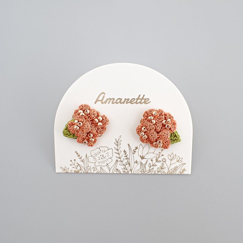 金银花耳环/耳坠 - 耳环/耳夹 - 棉．麻 橘色