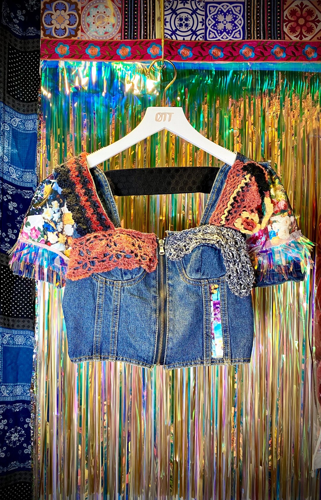 OTT独一无二•Unique日系梦幻彩虹手抅牛仔开胸上衣Rainbow Denim - 女装休闲/机能外套 - 棉 多色