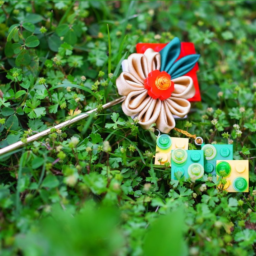 日式 头饰 发簪 乐高 Lego 发式 艺妓 花傀 发叉 浴衣 不撞款 - 发饰 - 尼龙 金色
