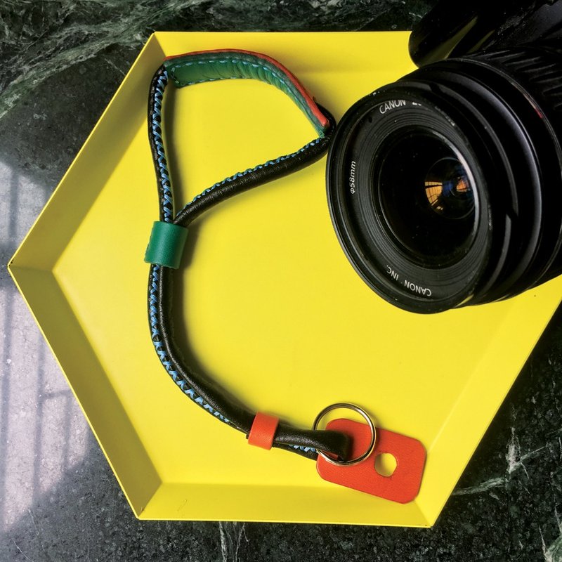 节日送礼 配色皮革相机带 - 相机背带/脚架 - 真皮 橘色