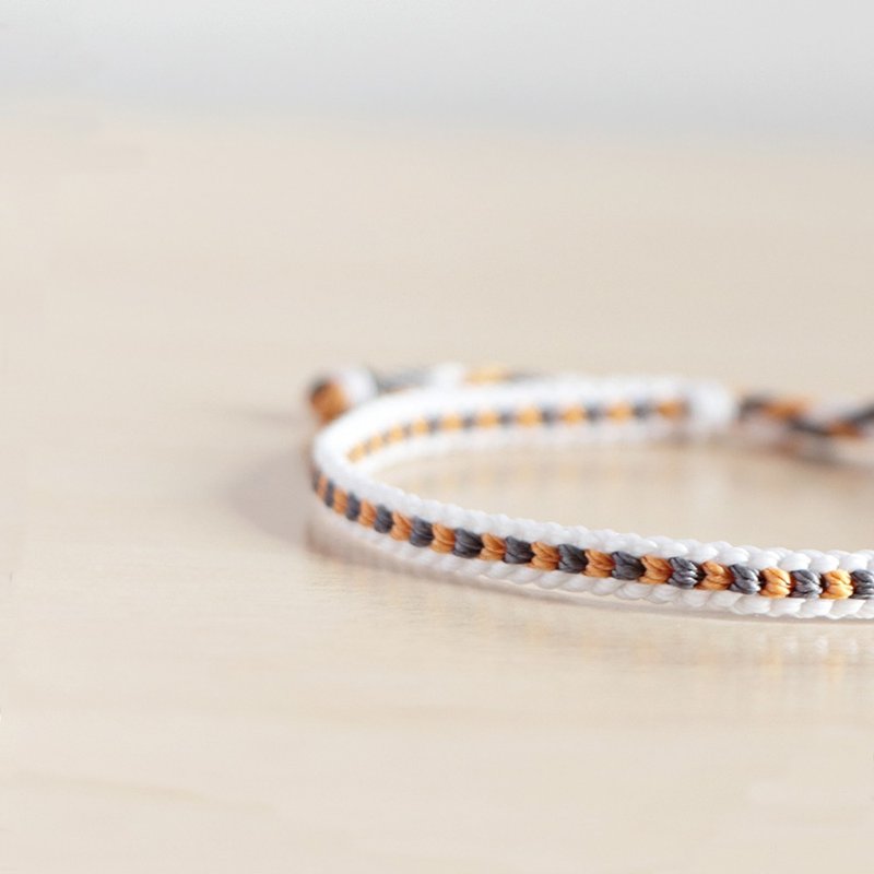 心有所属丨手作编织 伸缩款 蜡线手环 幸运绳 可调式-棕x深灰 - 手链/手环 - 防水材质 多色