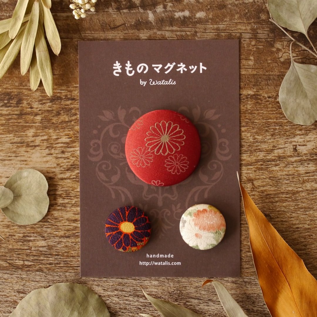 和服磁铁 顶级款 菊文 丝绸 - 冰箱贴/磁贴 - 丝．绢 多色