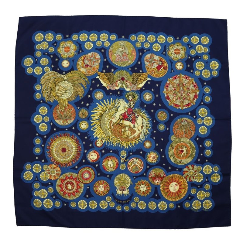HERMÈS Carre 90 太阳王 海军蓝 丝巾 - 01266 - 丝巾 - 丝．绢 多色