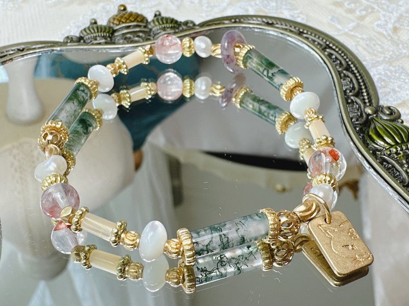 -木棉花落絮似雪-天然水晶黄铜手链 - 手链/手环 - 铜/黄铜 