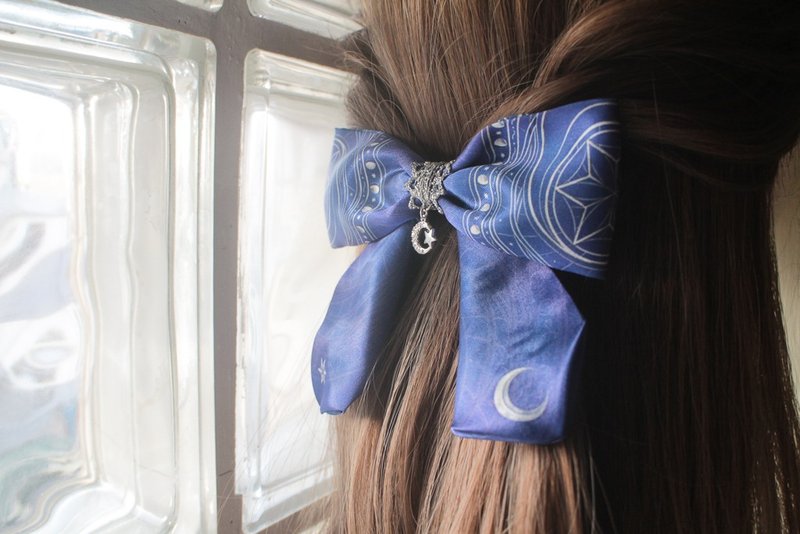 星月守护魔法阵∣原创印花手工【发夹】自动夹 弹簧夹 发饰 - 发饰 - 聚酯纤维 蓝色