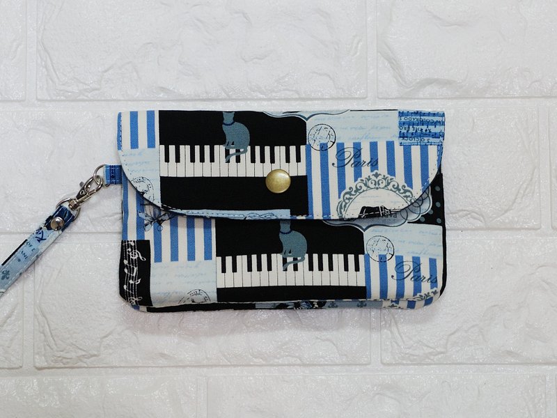 玩布手作。猫&钢琴 钱包 零钱包 手拿包 - 手拿包 - 棉．麻 