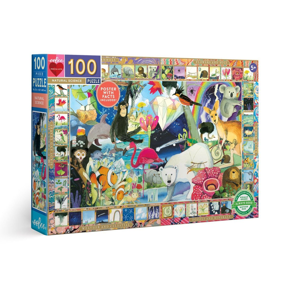 eeBoo 100片拼图 - 自然科学 Natural Science 100 Piece Puzzle - 拼图 - 纸 蓝色