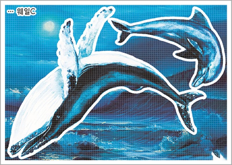 鲸鱼3款 (blackraccoon) 复古拼贴设计纸质贴纸 - 贴纸 - 纸 蓝色