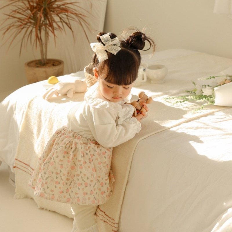 兔子花婴儿灯芯绒婴儿裙 - 童装裙 - 棉．麻 