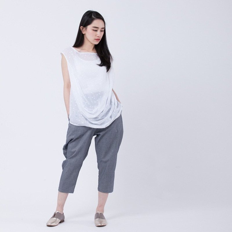 Heidi 珠滴无袖上衣/白 - 女装上衣 - 棉．麻 白色