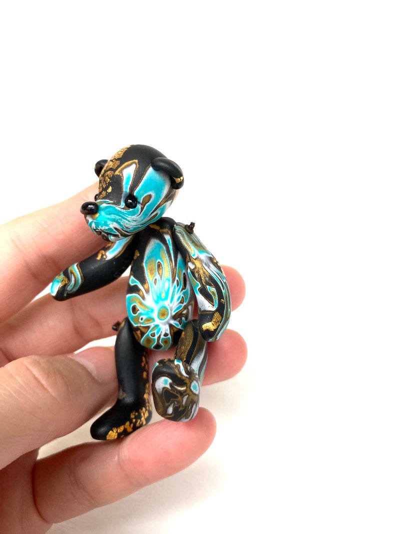 手作 软陶可动关节图腾泰迪熊 Jointed Caning Teddy Bear 01 - 玩偶/公仔 - 其他材质 绿色