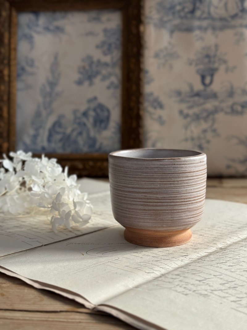 40034-个性浅雾白釉陶杯 unique light matte glazed pottery cup - 其他杯子 - 陶 
