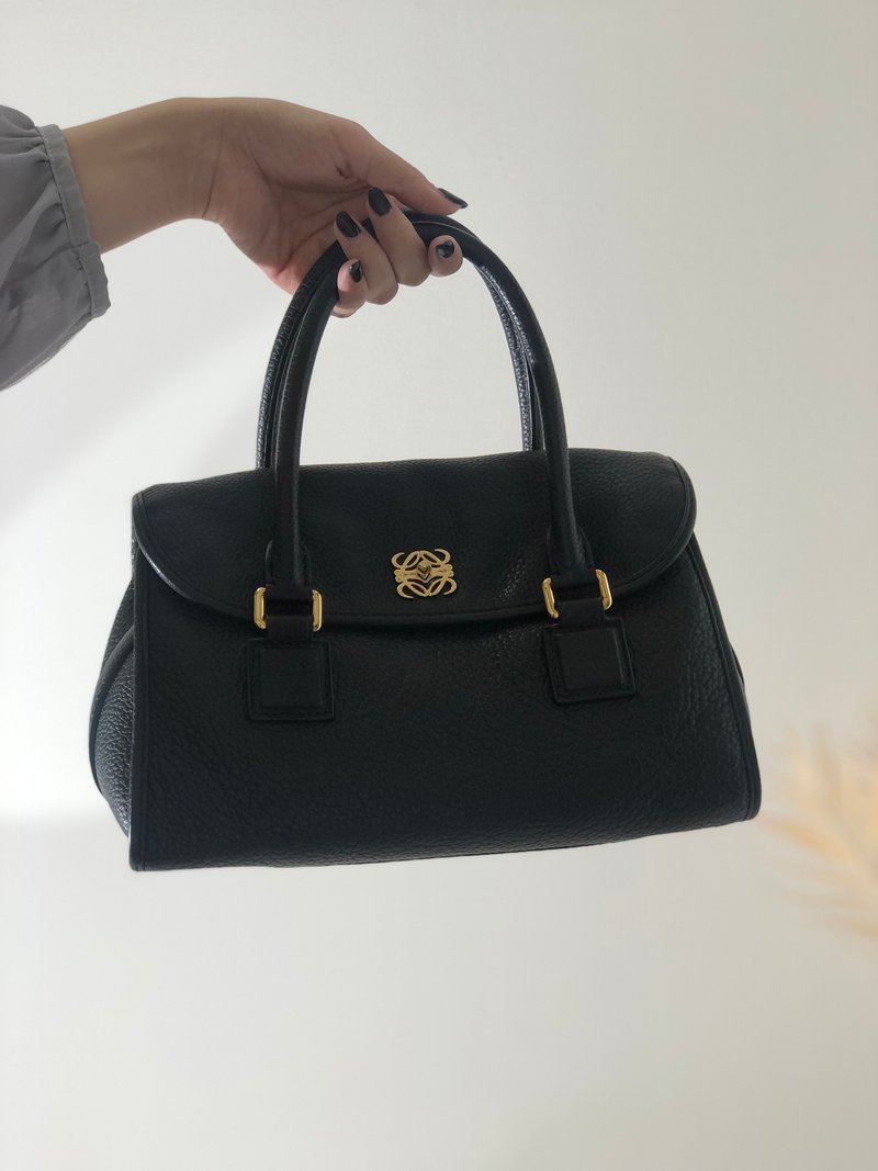 【日本直送，名牌包装】LOEWE Alamo Anagram Turnlock Leather Mini Boston 2way 手提包黑2peed - 手提包/手提袋 - 真皮 黑色