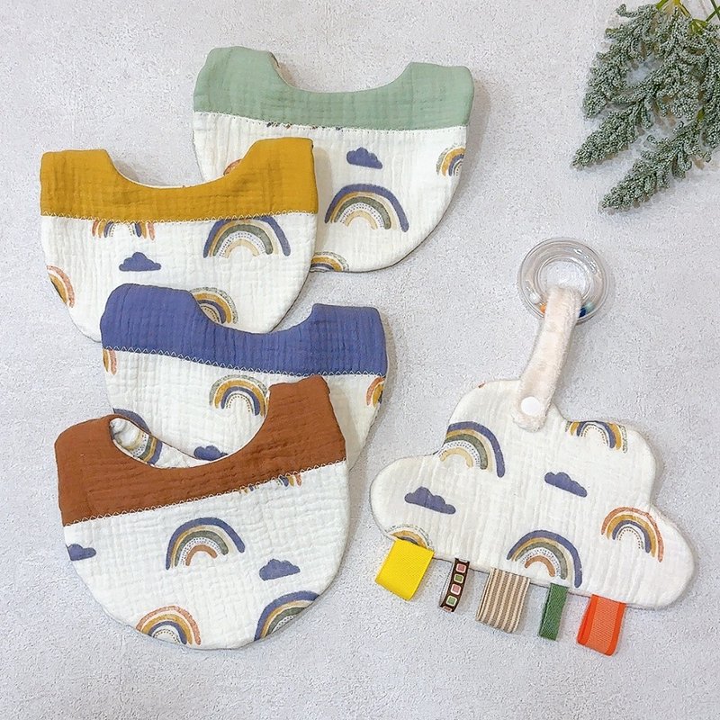 彩虹围兜组l圣诞节礼盒l弥月礼盒l新生儿 - 围嘴/口水巾 - 棉．麻 