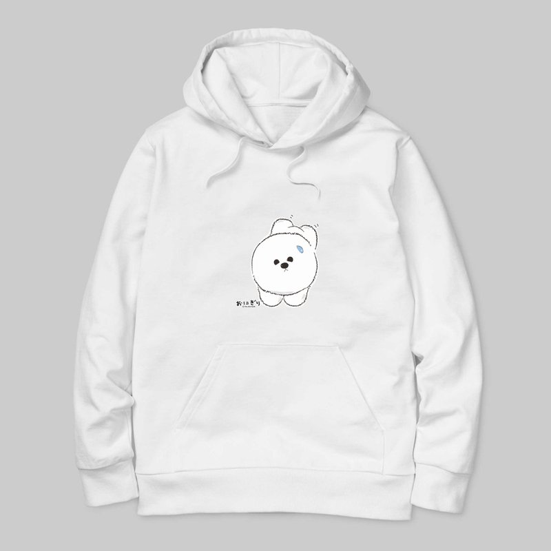 Bichon Hoodie 小饭团 比熊帽T 小葱 俄式挺身  内磨毛暖暖帽T - 中性连帽卫衣/T 恤 - 棉．麻 白色