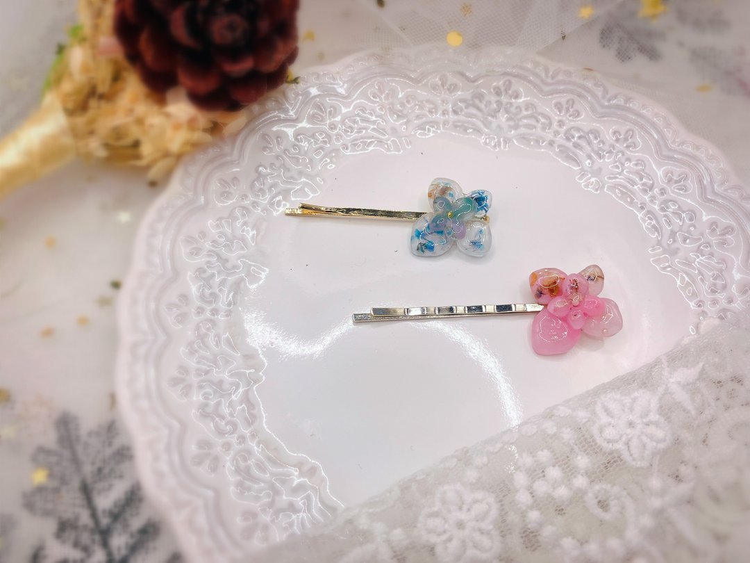 丁香花系列 手作发夹/发圈 少量现货 | 植椛。饰 小众设计品牌 - 发饰 - 树脂 粉红色