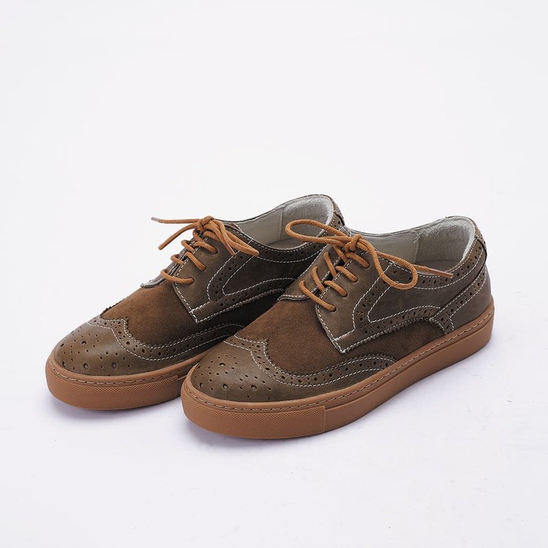 零码【卡布里岛】休闲底台雕花德比鞋_橄榄深绿 - 女款牛津鞋/乐福鞋 - 真皮 绿色