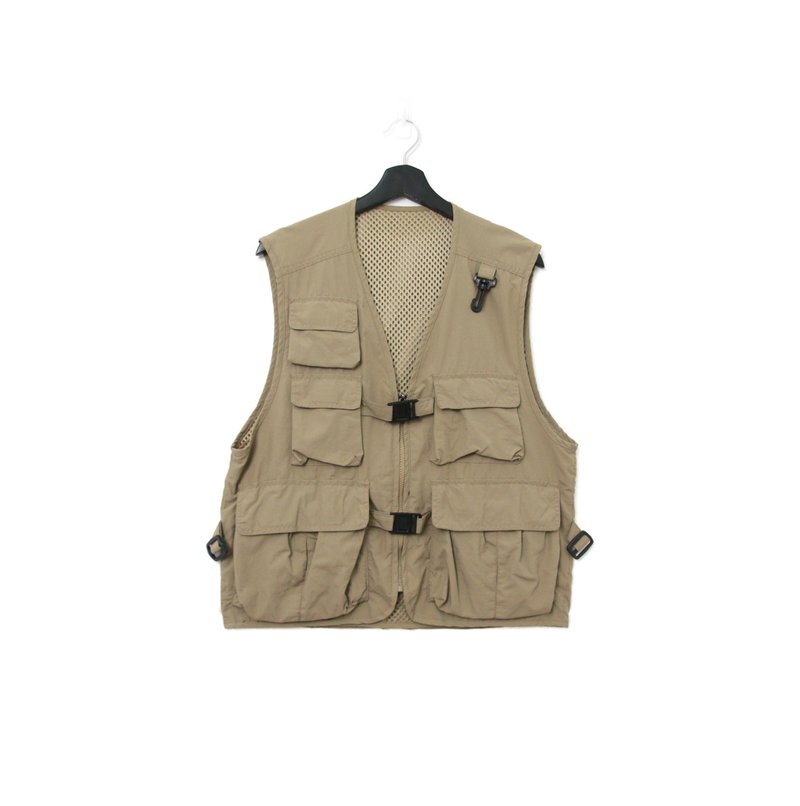 Back to Green-经典钓鱼背心 卡其黑扣 多口袋 v-14/vintage vest - 男装背心 - 棉．麻 