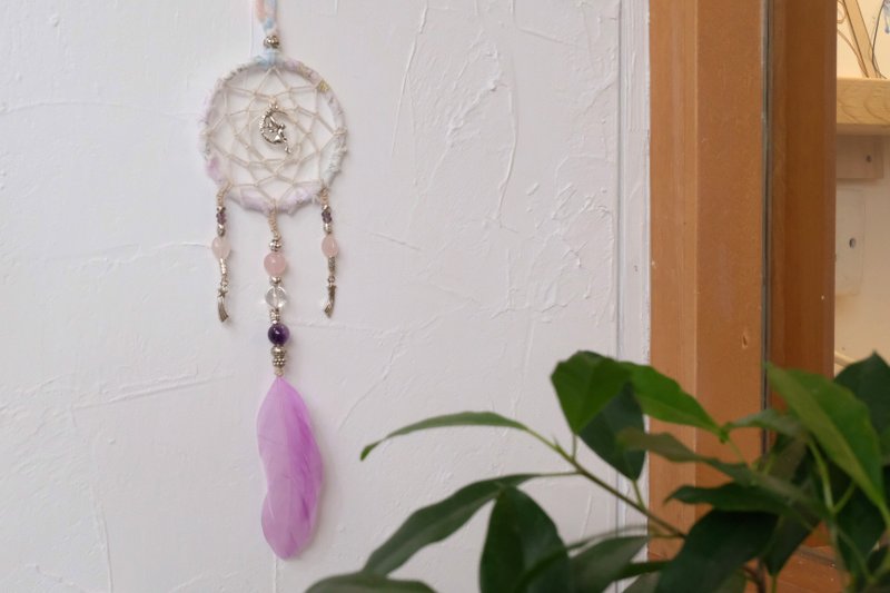 捕梦网挂饰 - 粉晶 / 紫晶 / 仙子吊饰 - 摆饰 - 棉．麻 紫色