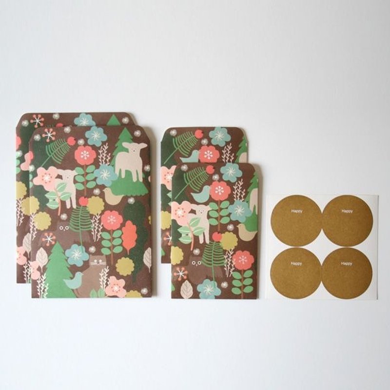 CBB男孩马戏团-插画礼物袋01 (4入)-夏之森,CBB31038 - 包装材料 - 纸 咖啡色