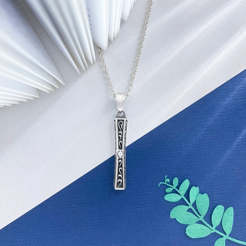 :原素之父: 纯银项链 白钻 \ 可维修店家 - 项链 - 纯银 银色