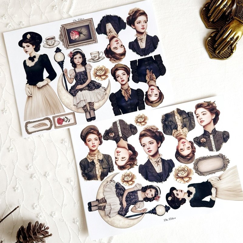 A469-复古角色 - 贴纸 - 纸 