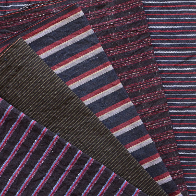 复古布料碎片，棉质套装，条纹图案，再生材料，日本复古，布料，纺织品，手工制作，布料，B11 - 编织/刺绣/羊毛毡/裁缝 - 棉．麻 多色