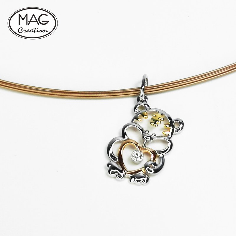 甜心吊坠 | 小老虎 造型吊坠 附送钢丝颈圈 - 项链 - 贵金属 