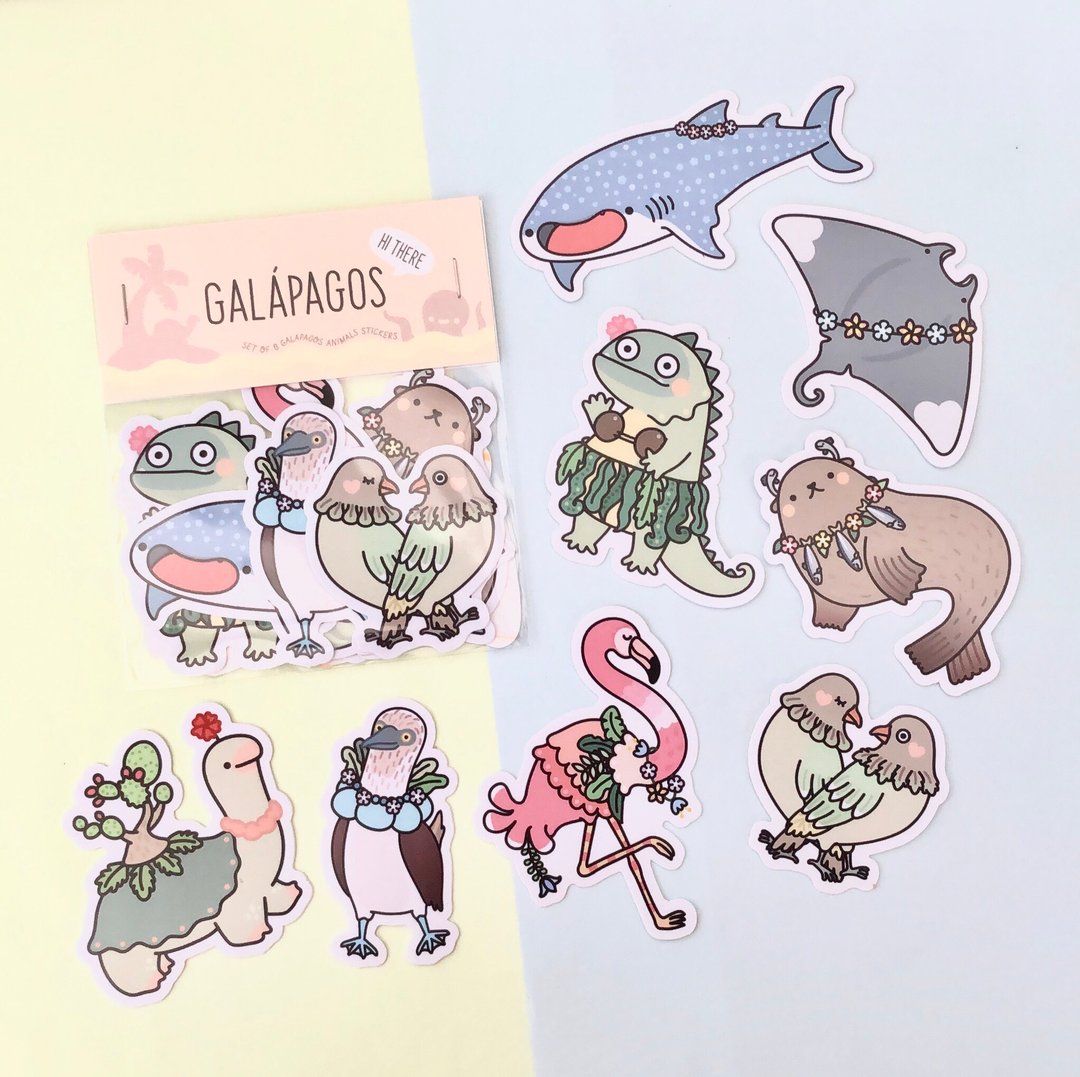 贴纸组 加拉巴哥 | Hey there, Galapagos! - 贴纸 - 纸 多色