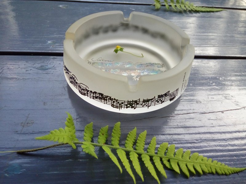 音乐 喜悦的伴侣 悲伤的抚慰 - 巴哈手稿签名与乐谱 - 菸灰缸 - 其他 - 玻璃 白色