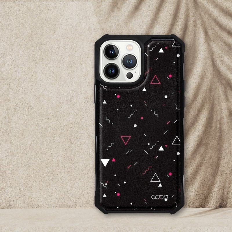 iPhone 13全系列军规防摔皮革磁吸手机壳-几何-三角(黑壳) - 手机壳/手机套 - 其他材质 多色