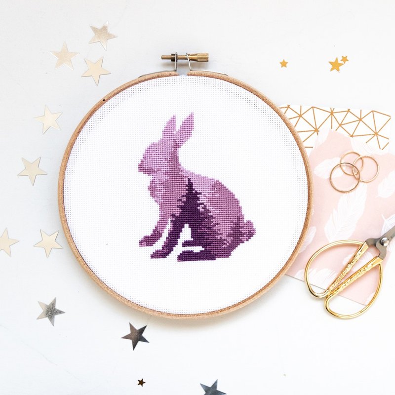 Hare Slhouette Cross Stitch PDF Pattern 十字繡 - 编织/刺绣/羊毛毡/裁缝 - 其他材质 