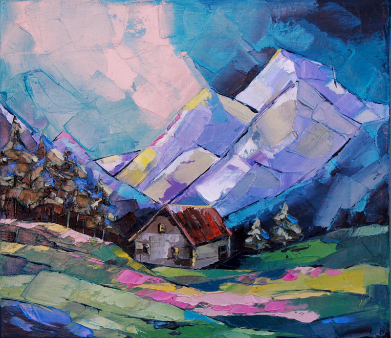 老房子绘画风景原创艺术山墙艺术35 by 40厘米 - 海报/装饰画/版画 - 其他金属 蓝色