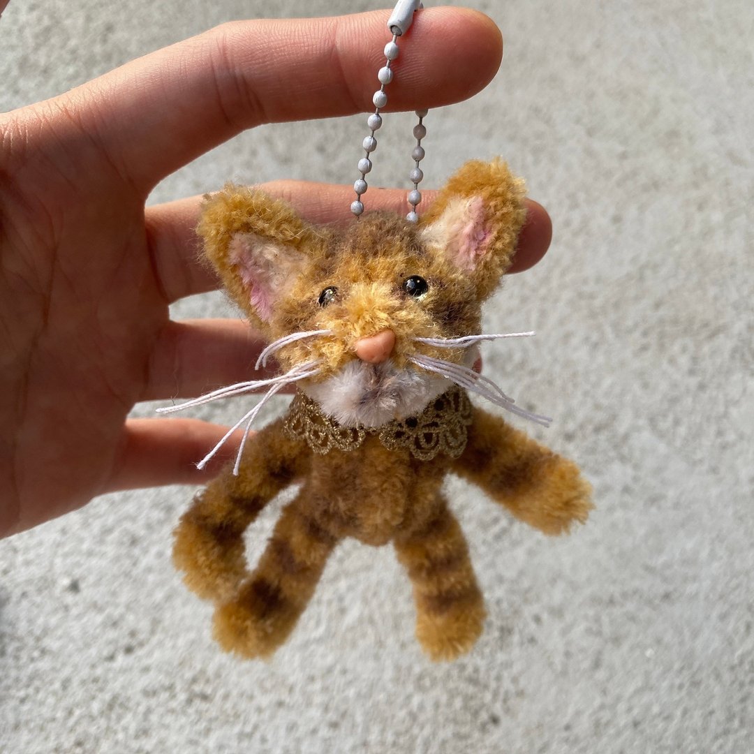 宠物娃娃定制:订制橘猫/条纹猫 站着11cm-毛根扭扭棒手作 - 玩偶/公仔 - 其他材质 橘色