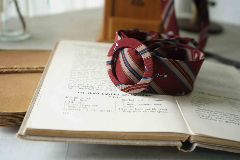 古董领带改制腰带-CELINE-酒红-发箍腰带组-腰带-礼物 - 皮带/腰带 - 丝．绢 红色