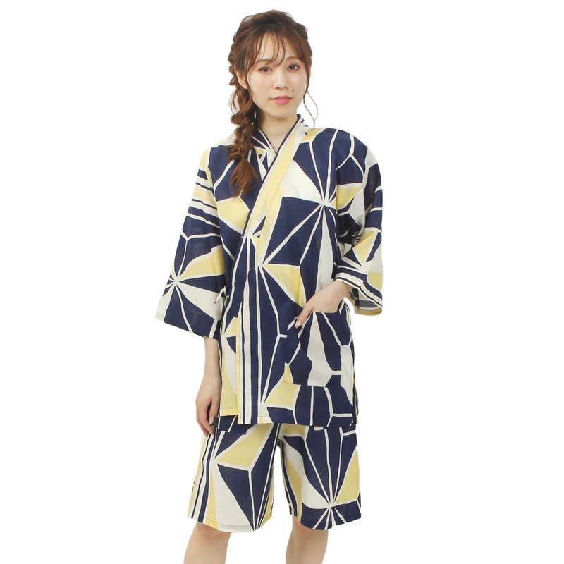 日本 和服 女用 甚平 休闲服 睡衣 成套组 绵 04 - 居家服/睡衣 - 棉 黄色