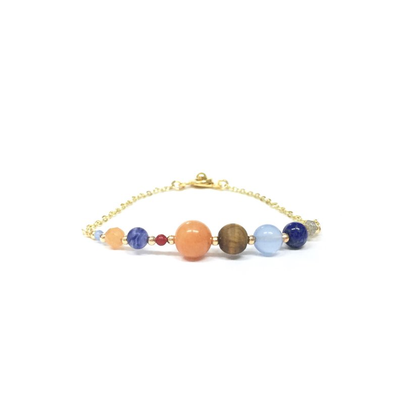 【若桑】【小宇宙】九大行星。手作轻珠宝。天然石细手链。 - 手链/手环 - 宝石 咖啡色