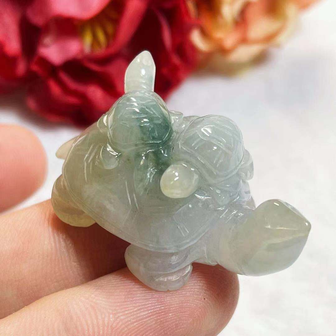 多宝晶石/天然翡翠A货乌龟吊坠/乌龟小摆件/贵上加贵/长寿乌龟 - 项链 - 玉石 绿色