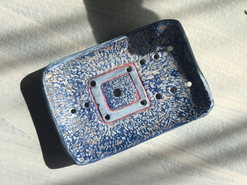 点点斑"蓝"肥皂盘_陶饰肥皂碟 - 卫浴用品 - 陶 蓝色