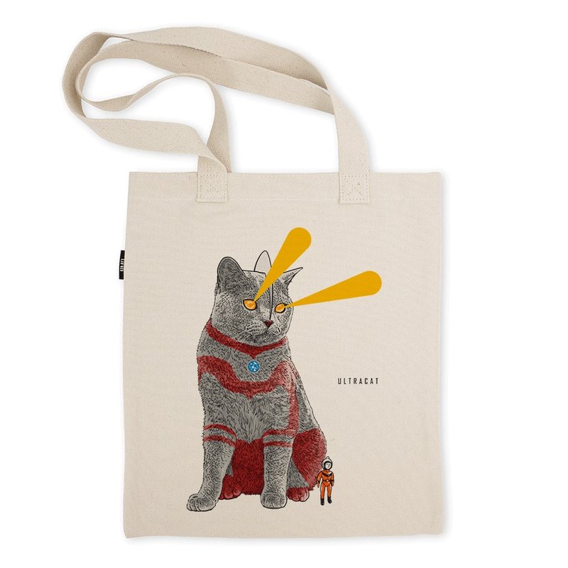 凡物制/AMO 原创文艺猫咪单肩\斜挎帆布包-牛筋名猫录系列-奥特曼猫（ULTRACAT） - 侧背包/斜挎包 - 棉．麻 