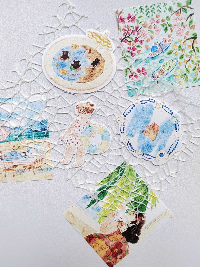 【便簽】去看海 長方形異形便簽 手帳隨心配 和紙便簽 - 便条纸/标签贴 - 纸 多色