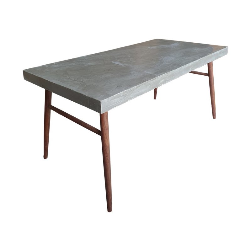 水泥实木脚餐桌 假厚7厘米 胡桃木实木脚 可订制 CU110 MIT 订制 - 其他家具 - 木头 灰色