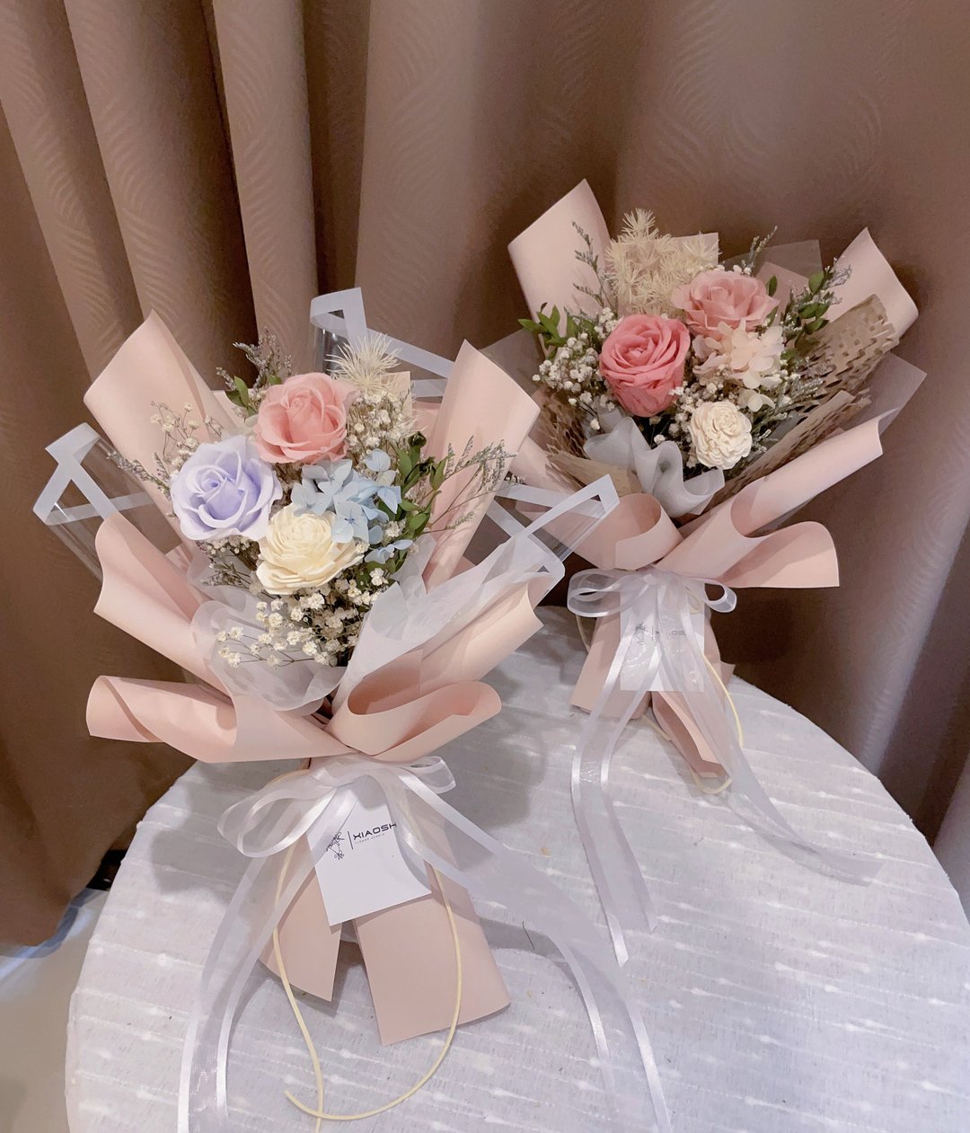 低彩度永生玫瑰花束 七夕情人节花束 永生花束 告白花束 外拍 - 干燥花/捧花 - 植物．花 多色